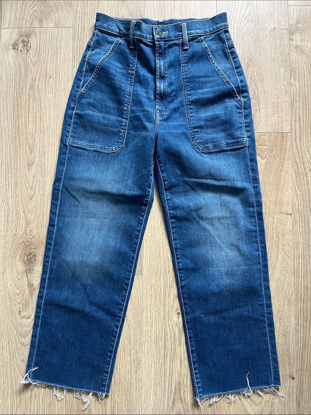 MOTHER High-Rise Dark Blue Patch-Pocket Jeans